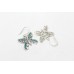 Women's butterfly earrings 925 Sterling silver green zircon stones B 937